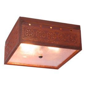 Square Ceiling Light with Chisel in Rustic Tin