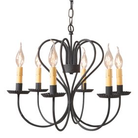 6-Arm Large Georgetown Chandelier in Textured Black