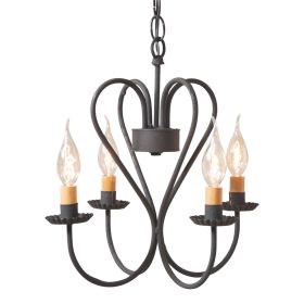 4-Arm Small Georgetown Chandelier in Textured Black