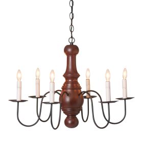 6-Arm Maple Glenn Wood Chandelier in Rustic Red