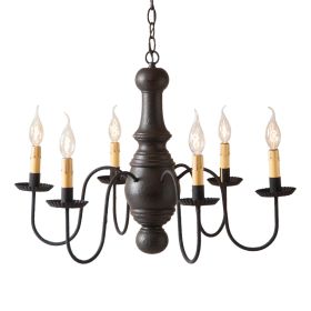 6-Arm Maple Glenn Wood Chandelier in Americana Black