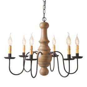 6-Arm Maple Glenn Wood Chandelier in Americana Pearwood