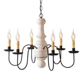 6-Arm Maple Glenn Wood Chandelier in Americana White