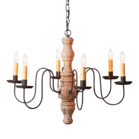 6-Arm Gettysburg Wood Chandelier in Hartford Buttermilk