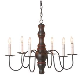 6-Arm Gettysburg Wood Chandelier in Rustic Black