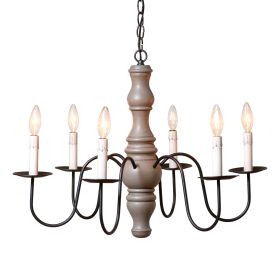 6-Arm Gettysburg Wood Chandelier in Earl Gray