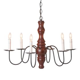 6-Arm Gettysburg Wood Chandelier in Rustic Red