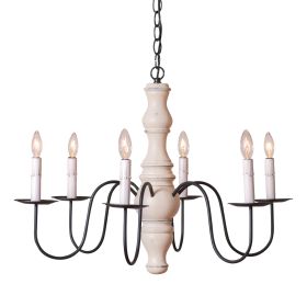 6-Arm Gettysburg Wood Chandelier in Rustic White