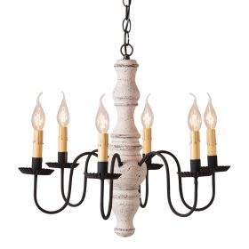 6-Arm Gettysburg Wood Chandelier in Americana White