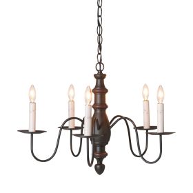 5-Arm Country Inn Wood Chandelier in Rustic Black