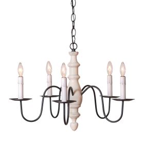 5-Arm Country Inn Wood Chandelier in Rustic White