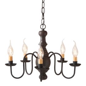 5-Arm Lancaster Wood Chandelier in Americana Black