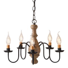 5-Arm Lancaster Wood Chandelier in Americana Pearwood