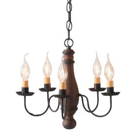 5-Arm Bed & Breakfast Wood Chandelier in Hartford Pumpkin