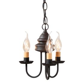 3-Arm Bellview Wood Chandelier in Americana Black