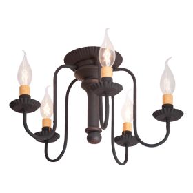 5-Light Berkshire Semi-Flush Mount Wood Ceiling Light in Black