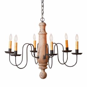 6-Arm Large Norfolk Wood Chandelier in Hartford Buttermilk