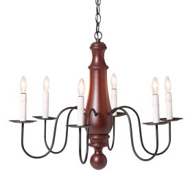 6-Arm Large Norfolk Wood Chandelier in Rustic Red