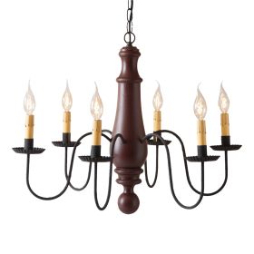 6-Arm Large Norfolk Wood Chandelier in Sturbridge Red