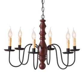 6-Arm Manassas Wood Chandelier in Sturbridge Red