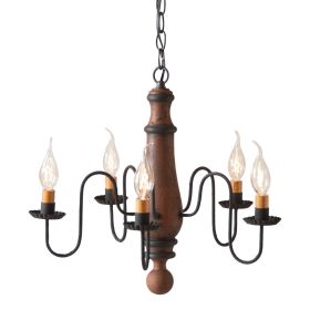 5-Arm Medium Norfolk Wood Chandelier in Hartford Pumpkin