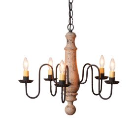 5-Arm Medium Norfolk Wood Chandelier in Hartford Buttermilk