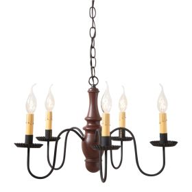 5-Arm Lynchburg Wood Chandelier in Sturbridge Red