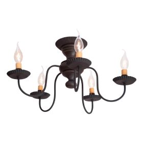 5-Light Thorndale Semi-Flush Mount Wood Ceiling Light in Black