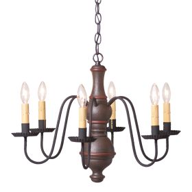 6-Arm Medium Chesterfield Wood Chandelier in Americana Espresso