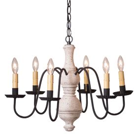 6-Arm Medium Chesterfield Wood Chandelier in Americana White