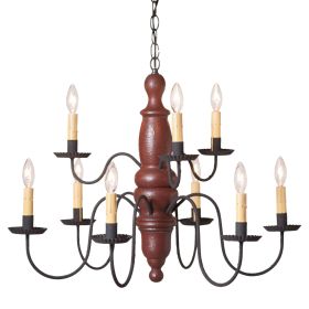 9-Arm Fairfield Wood Chandelier in Americana Red