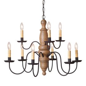 9-Arm Fairfield Wood Chandelier in Americana Pearwood