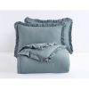 Queen Oversized Blue Ruffled Edge Microfiber Comforter Set