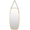 Modern Wall Mirror with Bamboo Frame and Adjustable Leather Strap