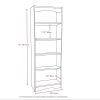 Contemporary Black Bookcase with 5 Shelves and Curved Accents