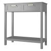 Modern Entryway Accent 2 Drawer Sofa Side Table Grey