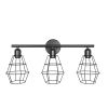 3-Light Industrial Bathroom Vanity Cage Light Vintage Wall Lamp - Color: Black