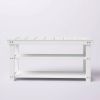 White Slatted Wood 2-Shelf Shoe Rack Storage Bench For Entryway or Closet