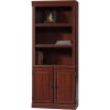 71-inch High 3-Shelf Wooden Bookcase with Storage Drawer in Cherry Finish