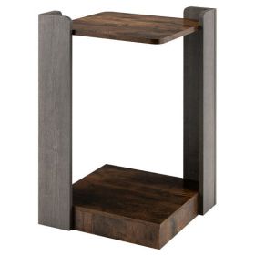 2-Tier Square End Table with Open Storage Shelf for Small Space-Coffee