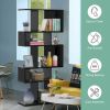 5 Cubes Ladder Shelf Corner Bookshelf Display Rack Bookcase-Black