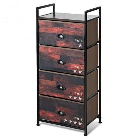 Industrial 4 Fabric Drawers Storage Dresser with Fabric Drawers and Steel Frame