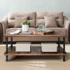 Industrial Vintage Coffee Table with 2-Tier Storage Shelf