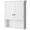 Wall Mount Bathroom Cabinet Storage Organizer with Doors and Shelves-Gray