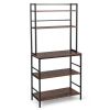 5-Tier Kitchen Bakers Rack with Hutch and Open Shelves-Rustic Brown