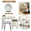 Modern Dressing Table with Storage Cabinet-White