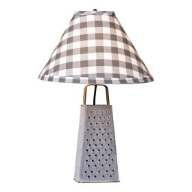 Cheese Grater Lamp with Gray Check Shade