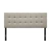 Full size Button-Tufted Headboard in Light Grey Taupe Beige Upholstered Fabric