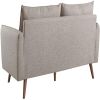 Modern Couch Beige Upholstered Sofa with with Mid-Century Style Wood Legs