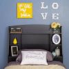 Twin size Bookcase Storage Headboard in Black Wood Finish